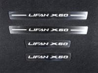 Накладки на пластиковые пороги (лист шлифованный надпись Lifan X60) 4 шт. для Lifan X60 (2017-2018) № LIFX6017-04