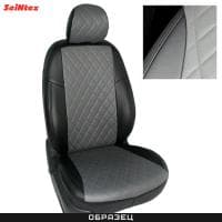 Чехлы из экокожи Ромб для Hyundai Creta (2016-2020) 40/60 серые № 88915