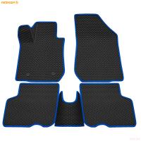 Коврики салона 3D EVA ромб резиновые для Lada (ВАЗ) Largus (2021-2025) 5-ти местный с синим кантом № 9239020203