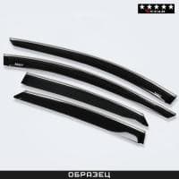 Дефлекторы боковых окон для Skoda Karoq (2020-2025) с хромированным молдингом № CHR03032