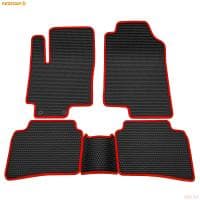 Коврики салона Rezkon EVA cоты резиновые для Hyundai Solaris (2017-2022) с красным кантом № 9120050204