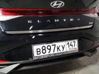 Накладка на крышку багажника (лист шлифованный) для Hyundai Elantra (2021-2024) № HYUNELA21-10