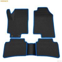 Коврики салона 3D EVA ромб резиновые для Hyundai Solaris (2017-2022) с синим кантом № 9220050203