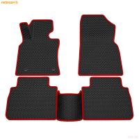 Коврики салона 3D EVA ромб резиновые для Toyota Camry (2018-2024) с красным кантом № 9234010304