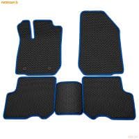 Коврики салона Rezkon EVA резиновые для Renault Logan (2014-2018) с синим кантом № 9029015203