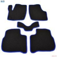 Коврики салона резиновые EVA для Volkswagen Polo лифтбек (2020-2025) соты с синим кантом № EVAS.0582.03