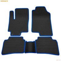 Коврики салона Rezkon EVA cоты резиновые для Hyundai Solaris (2017-2022) с синим кантом № 9120050203