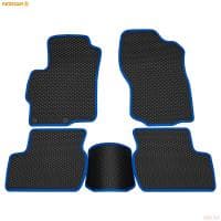 Коврики салона Rezkon EVA cоты резиновые для Mitsubishi Lancer 10 (2007-2015) с синим кантом № 9024010203