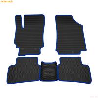 Коврики салона Rezkon EVA cоты резиновые для Hyundai Creta (2016-2020) с синим кантом № 9120065103