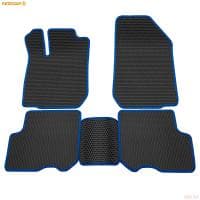 Коврики салона Rezkon EVA cоты резиновые для Renault Logan (2014-2018) с синим кантом № 9129015203