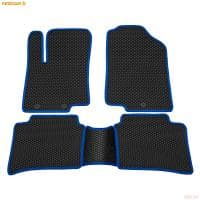 Коврики салона Rezkon EVA резиновые для Hyundai Solaris (2010-2016) с синим кантом № 9020050103