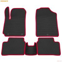 Коврики салона EVA ромб резиновые для Kia Picanto (2011-2017) с красным кантом № 9021050204