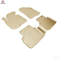 Коврики салона Norplast для Hyundai ix35 (2010-2015) с перемычкой, бежевые № NPL-Po-31-14-B