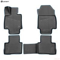 Коврики салона 3D для Toyota RAV4 (2019-2025) с синим кантом № KANT.ELEM3D02259210k.bl