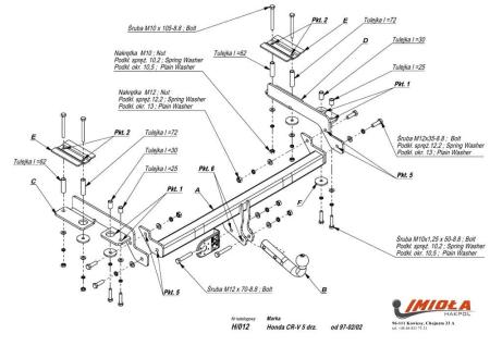 Фаркоп Imiola для Honda CR-V (1997-2002) № H.012
