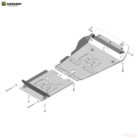 Защита картера, КПП и переднего дифференциала для Toyota Land Cruiser Prado 150 (2013-2024) № 32523