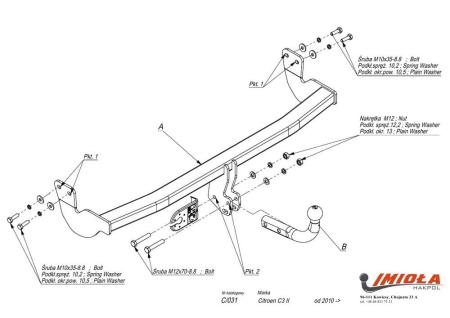 Фаркоп Imiola для Citroen DS3 (2010-2015) № C.031