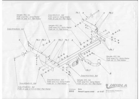Фаркоп Imiola для Renault Laguna универсал (2001-2007) № R.018