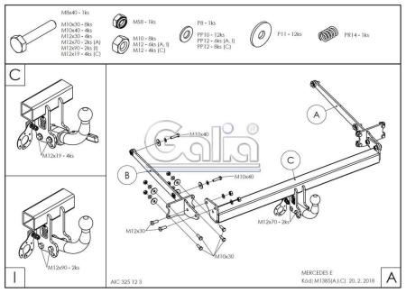 Фаркоп Galia для Mercedes E-Class седан (2009-2016) твердое крепление шара № M138A