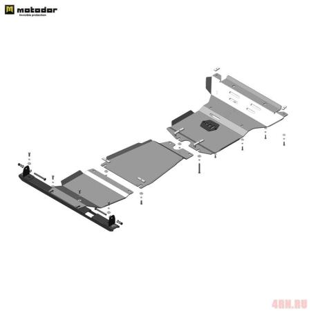 Защита двигателя, раздаточной коробки и КПП для Toyota Hilux (2015-2024) № 32520