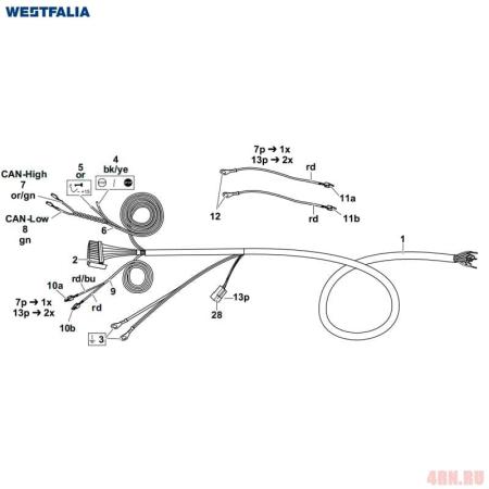 Штатная электрика к фаркопу (13-pin) для BMW 3-Серия (F34) Gran Turismo (2014-2018) № 303352300113