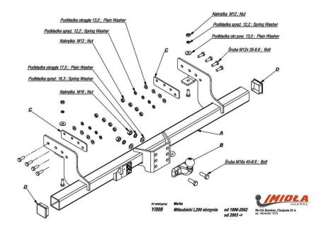 Фаркоп Imiola усиленный для Mitsubishi L200 pick-up (1996-2005) № Y.009