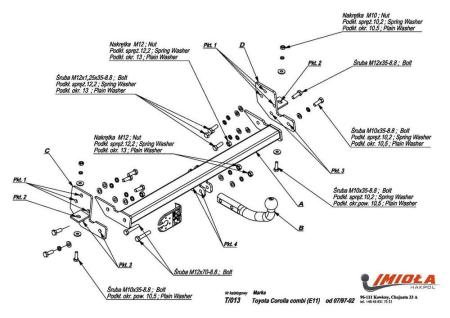 Фаркоп Imiola для Toyota Corolla E110 универсал (1997-2002) № T.013
