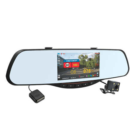 Зеркало 4 в 1 INTEGO VX-685MR HD/VGA (видеорегистратор,антирадар,GPS,камера заднего вида)