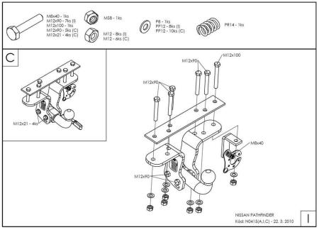 Фаркоп Galia для Nissan Pathfinder R51 (2005-2014) № N041A