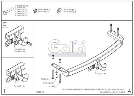 Фаркоп Galia для Mitsubishi Pajero Sport (1998-2008) № M057A