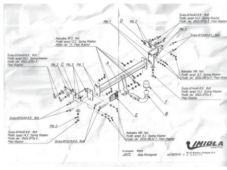 Фаркоп Imiola для Jeep Renegade (2014-2024) твердое крепление № J.072