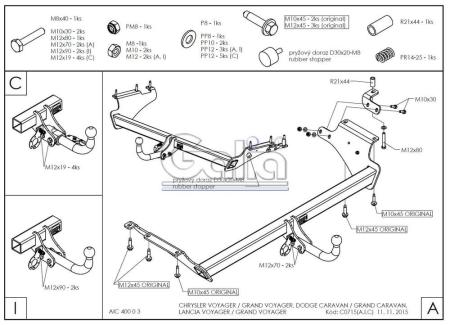 Фаркоп Galia для Dodge Caravan (2008-2020) № C071A