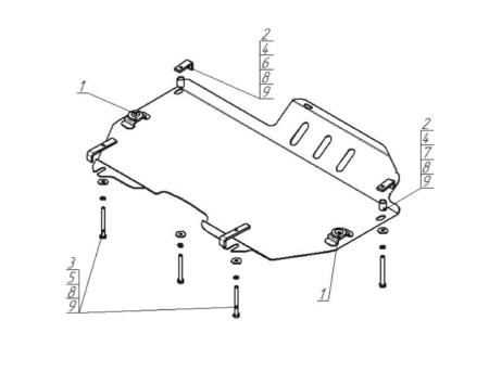 Защита двигателя и КПП для Nissan Murano (2004-2008) № 01455