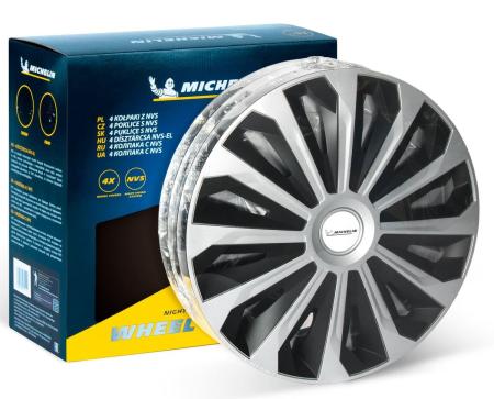 Колпаки колесные MICHELIN 15", "Космо", серебристо-черные, 4 шт. № 300271