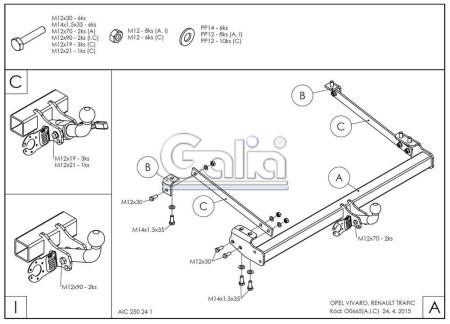 Фаркоп Galia для Renault Trafic (2014-2024) № O066C