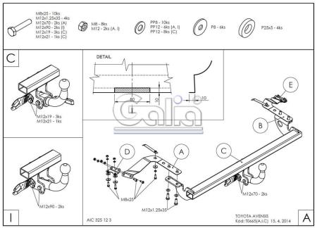 Фаркоп для Toyota Avensis седан, лифтбек (2003-2009) № T066A