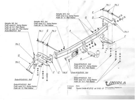 Фаркоп Imiola для Toyota Corolla E120 седан (2002-2006) № T.062