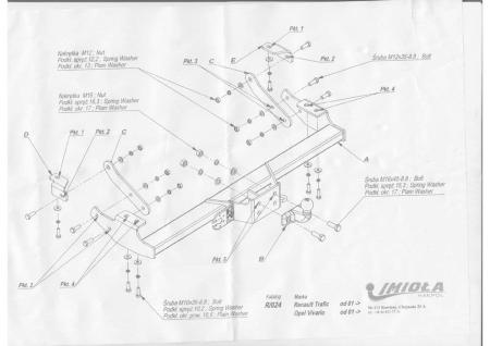 Фаркоп Imiola для Nissan Primastar (2002-2014) фланцевое крепление № R.024