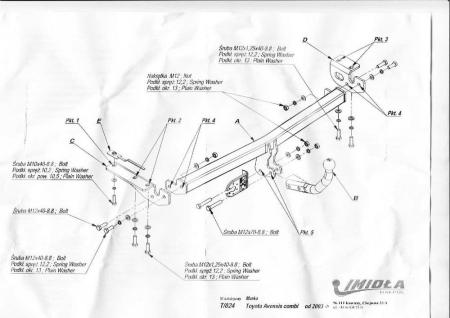 Фаркоп Imiola для Toyota Avensis универсал (2003-2009) № T.024