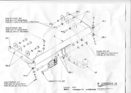 Фаркоп Imiola для Volkswagen Transporter T4 (1990-1996) № W.015