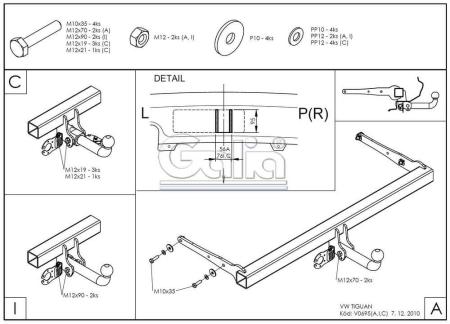Фаркоп Galia для Volkswagen Tiguan (2007-2016) № V069A