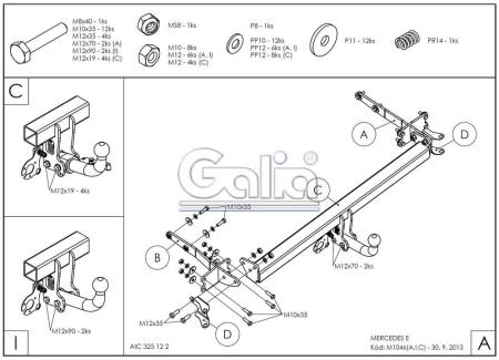 Фаркоп Galia для Mercedes E-Class (W211) седан (2002-2009) № M104A