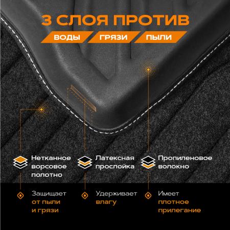 Коврики салона Rezkon 3D текстильные для Lifan X60 (2012-2018) № 4022015100