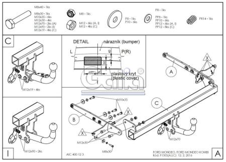 Фаркоп Galia быстросъемный для Ford Mondeo седан, лифтбек, универсал (2015-2022) № F130C