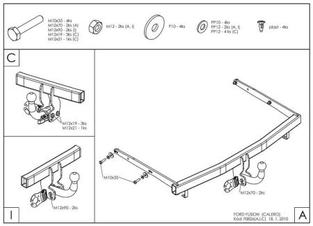 Фаркоп Galia быстросъемный для Ford Fusion (вкл. Calero) (2002-2012) № F082C