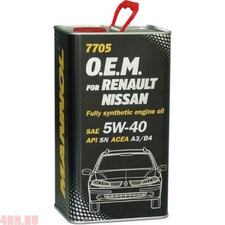 Масло MANNOL O.E.M. for Renault Nissan 5W40 моторное синтетическое 1л metal артикул 4051