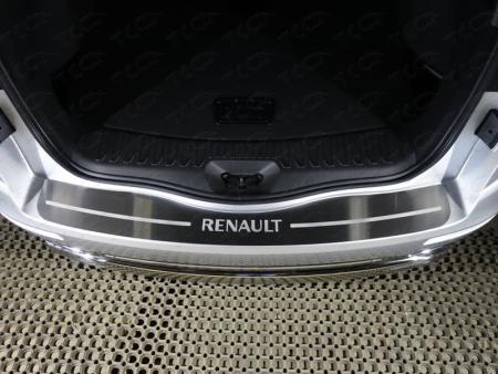 Накладка на задний бампер (лист шлифованный надпись Renault) для Renault Koleos (2017-2024) № RENKOL17-16