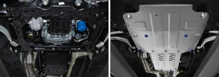 Защита двигателя, КПП и раздаточной коробки для Kia Stinger 4WD (2017-2023) 2 части № K333.2841.1