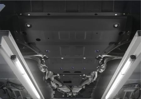 Защита двигателя, КПП и раздаточной коробки для Porsche Cayenne (2017-2025) черная, 3 части № K333.4615.1