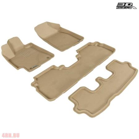 Коврики салона Sotra Liner 3D Lux бежевые для Toyota Highlander (2007-2010) 3 ряда № ST 74-00351